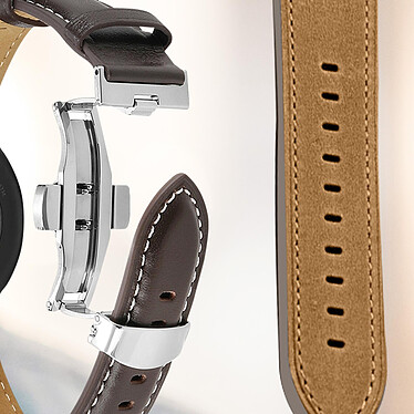Acheter Avizar Bracelet pour Galaxy Watch 5 / 5 Pro / 4 Cuir véritable Boucle Papillon  marron