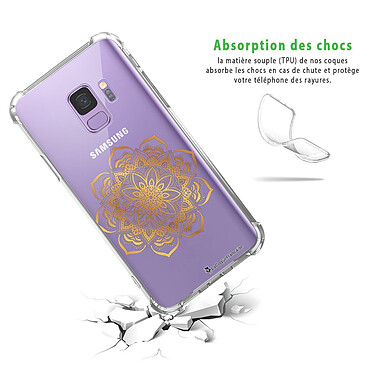 Avis LaCoqueFrançaise Coque Samsung Galaxy S9 anti-choc souple angles renforcés transparente Motif Mandala Or