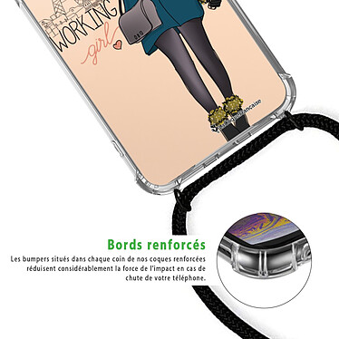 Acheter LaCoqueFrançaise Coque cordon iPhone 11 Pro noir Dessin Working girl