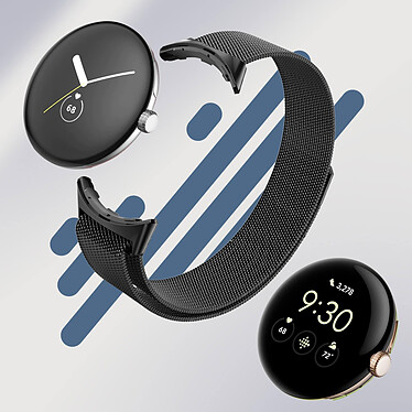 Acheter Avizar Bracelet pour Google Pixel Watch Acier Inoxydable Milanais Magnétique  Noir
