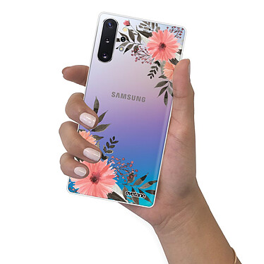 Evetane Coque Samsung Galaxy Note 10 Plus 360 intégrale transparente Motif Fleurs roses Tendance pas cher