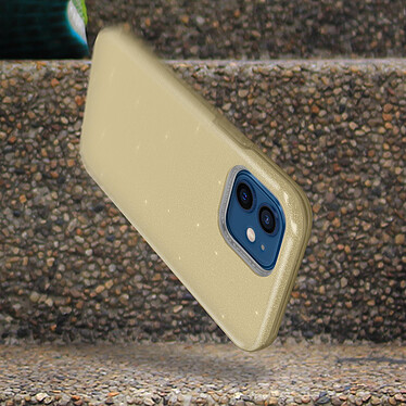 Avizar Coque Apple iPhone 12 Mini Paillette Amovible Silicone Semi-rigide Or pas cher