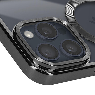 Avizar Coque MagSafe pour iPhone 15 Pro Silicone Protection Caméra  Contour Chromé Noir pas cher