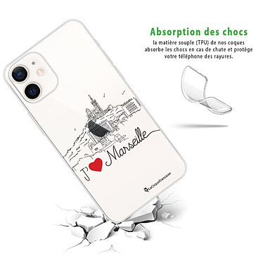 Avis LaCoqueFrançaise Coque iPhone 12 mini 360 intégrale transparente Motif J'aime Marseille Tendance