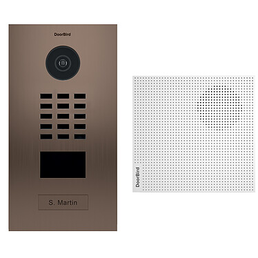 Doorbird - Portier vidéo IP lecteur de badge RFID + Carillon + support encastré - Finition Bronze