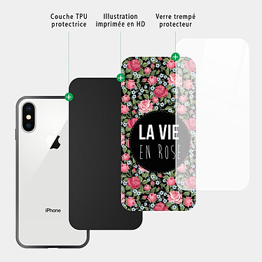 Acheter Evetane Coque en verre trempé iPhone Xs Max La Vie en Rose