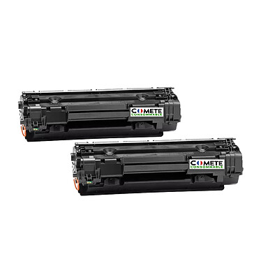 COMETE - HP 35A - Pack de 2 Toners Compatibles avecHP 35A CB435A pour Imprimante HP Laserjet - Noir - Marque française
