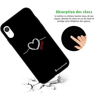 Avis LaCoqueFrançaise Coque iPhone Xr Silicone Liquide Douce noir Coeur Blanc Amour