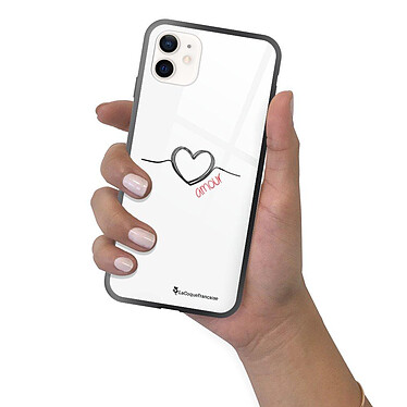 LaCoqueFrançaise Coque iPhone 12 Mini Coque Soft Touch Glossy Coeur Noir Amour Design pas cher