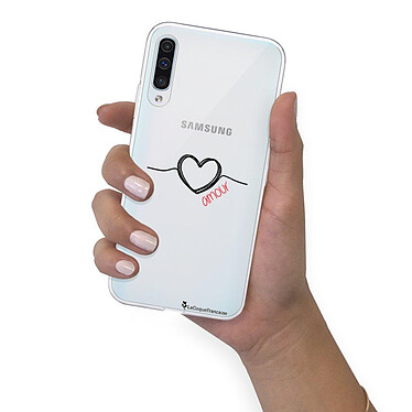 LaCoqueFrançaise Coque Samsung Galaxy A50 360 intégrale transparente Motif Coeur Noir Amour Tendance pas cher