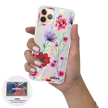 Acheter Evetane Coque iPhone 11 Pro silicone fond holographique Fleurs Multicolores Design