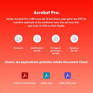 Avis Adobe Acrobat Pro - Abonnement 1 an - 1 utilisateur - A télécharger