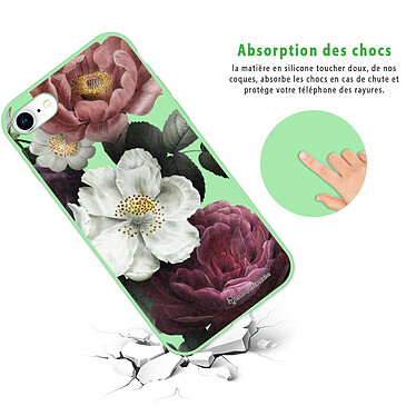 Avis LaCoqueFrançaise Coque iPhone 7/8 Silicone Liquide Douce vert pâle Fleurs roses