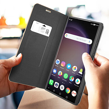 Avizar Étui pour Samsung Galaxy S23 Ultra Porte-carte et Support vidéo  Noir et Doré pas cher
