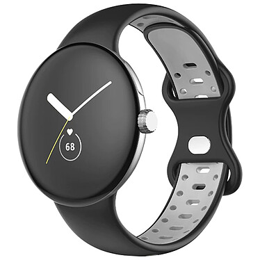 Avizar Bracelet pour Google Pixel Watch Silicone Bicolore Souple  Noir et Gris