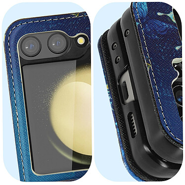 Avizar Coque Papillon pour Samsung Galaxy Z Flip 5 Rigide revêtement simili cuir  Bleu pas cher