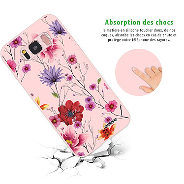 Avis Evetane Coque Samsung Galaxy S8 Silicone Liquide Douce rose pâle Fleurs Multicolores