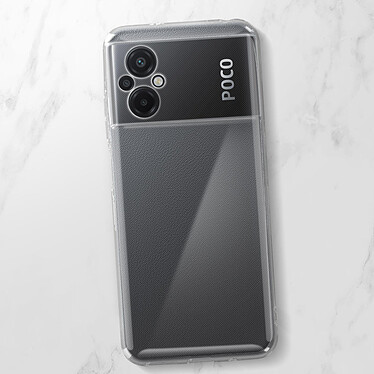 Avizar Coque pour Xiaomi Poco M5 Silicone Souple et Film Verre Trempé 9H  transparent contour noir pas cher