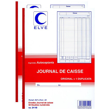 ELVE Manifold Journal de caisse 297 x 210 mm 50 feuillets dupli x 2