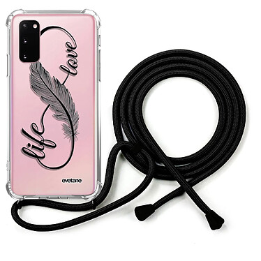 Evetane Coque cordon Samsung Galaxy S20 Dessin Love Life