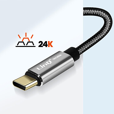 Adaptateur Audio USB-C vers Double Jack 3.5mm Femelle Casque + Micro LinQ pas cher
