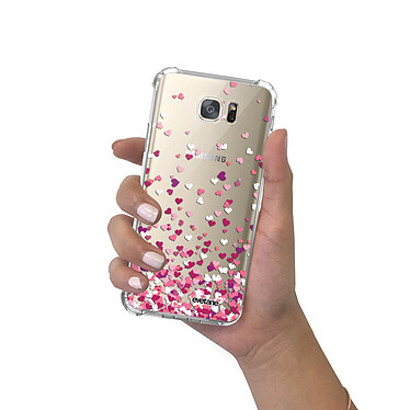 Evetane Coque Samsung Galaxy S7 anti-choc souple angles renforcés transparente Motif Confettis De Coeur pas cher