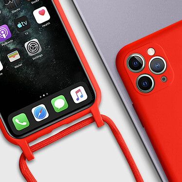 Avizar Coque Cordon pour iPhone 11 Pro Semi-rigide Lanière Tour du Cou 80cm  Rouge pas cher