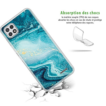 Avis Evetane Coque Samsung Galaxy A22 5G 360 intégrale transparente Motif Bleu Nacré Marbre Tendance