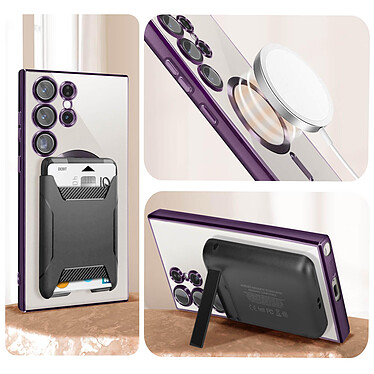 Avis Avizar Coque MagSafe pour Samsung S23 Ultra silicone protection caméra Transparent / Violet
