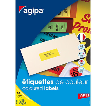 AGIPA Boite de 2700 étiquettes 70x31 mm multi-usage jaune