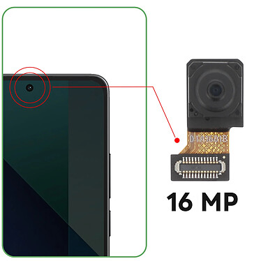 Avis Clappio Caméra Avant pour Xiaomi Redmi Note 13 4G Capteur Selfie 16MP Noir