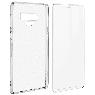 Avizar Coque Samsung Galaxy Note 9 Silicone Souple Film Verre Trempé 9H Transparent