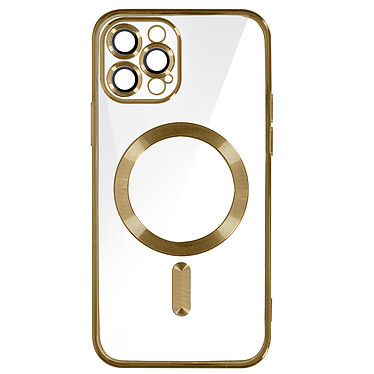 Avizar Coque MagSafe pour iPhone 12 Pro Silicone Protection Caméra  Contour Chromé Or