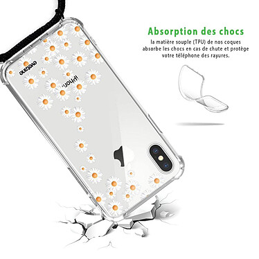 Avis Evetane Coque cordon iPhone X/Xs noir Dessin Marguerite