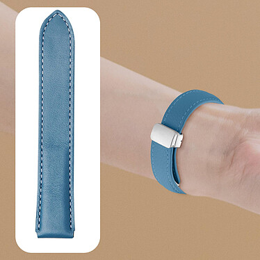 Avizar Bracelet pour Galaxy Watch 5 / 5 Pro / 4 Cuir Fermoir Boucle Magnétique  bleu pas cher
