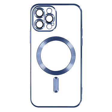 Avizar Coque MagSafe pour iPhone 13 Pro Max Silicone Protection Caméra  Contour Chromé Bleu Clair