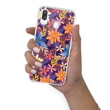 LaCoqueFrançaise Coque Samsung Galaxy A20e 360 intégrale transparente Motif Fleurs violettes et oranges Tendance pas cher