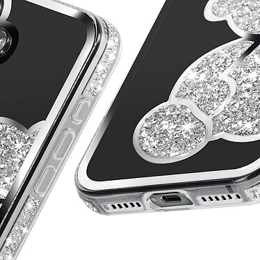 Acheter Avizar Coque Paillette pour iPhone 16 Motif Ourson avec Strass Argent