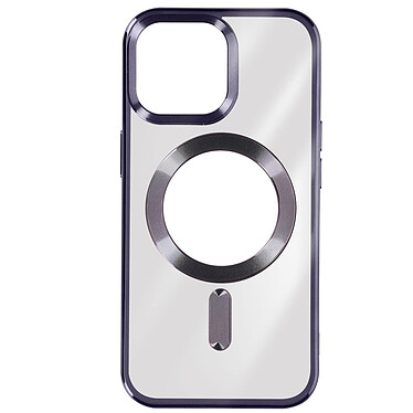 Avizar Coque MagSafe pour iPhone 15 Pro Silicone Protection Caméra  Contour Chromé Violet