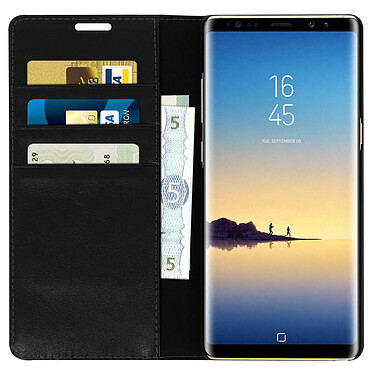 Avis Avizar Etui Galaxy Note 8 Clapet Portefeuille Cuir - Fonction Stand Noir