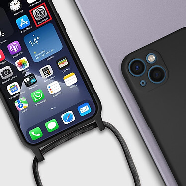 Avizar Coque Cordon pour Apple iPhone 13 Mini Semi-rigide Lanière Tour du Cou 80cm  noir pas cher
