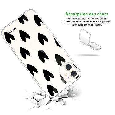 Avis Evetane Coque iPhone 11 360 intégrale transparente Motif Coeurs Noirs Tendance