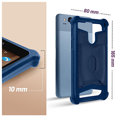 Avizar Coque Smartphone 5.3'' à 5.5'' Souple Coins Bumper Porte-carte Amovible  Bleu Nuit pas cher