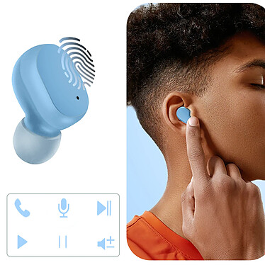 Écouteurs Bluetooth 5.2 avec Étui de Charge Autonomie 12 Heures Son Clair Bleu pas cher
