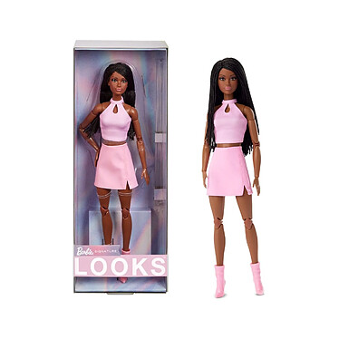 Barbie Signature - Poupée Barbie Looks Model 21 Tall, Braids, Pink Skirt Outfit pas cher