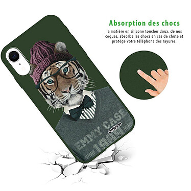 Avis Evetane Coque iPhone Xr Silicone Liquide Douce vert kaki Tigre Fashion