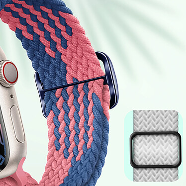 Avis Avizar Bracelet pour Apple Watch 49mm et 45mm et 44mm et 42mm Nylon Tressé Bleu et Rose