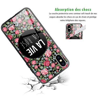 Avis Evetane Coque iPhone X/Xs Coque Soft Touch Glossy La Vie en Rose Design