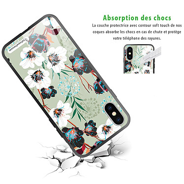 Avis LaCoqueFrançaise Coque iPhone X/Xs Coque Soft Touch Glossy Fleurs vert d'eau Design
