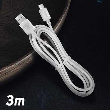 Inkax Câble USB Type C Charge et Synchronisation Connecteur Réversible 3m  Blanc pas cher
